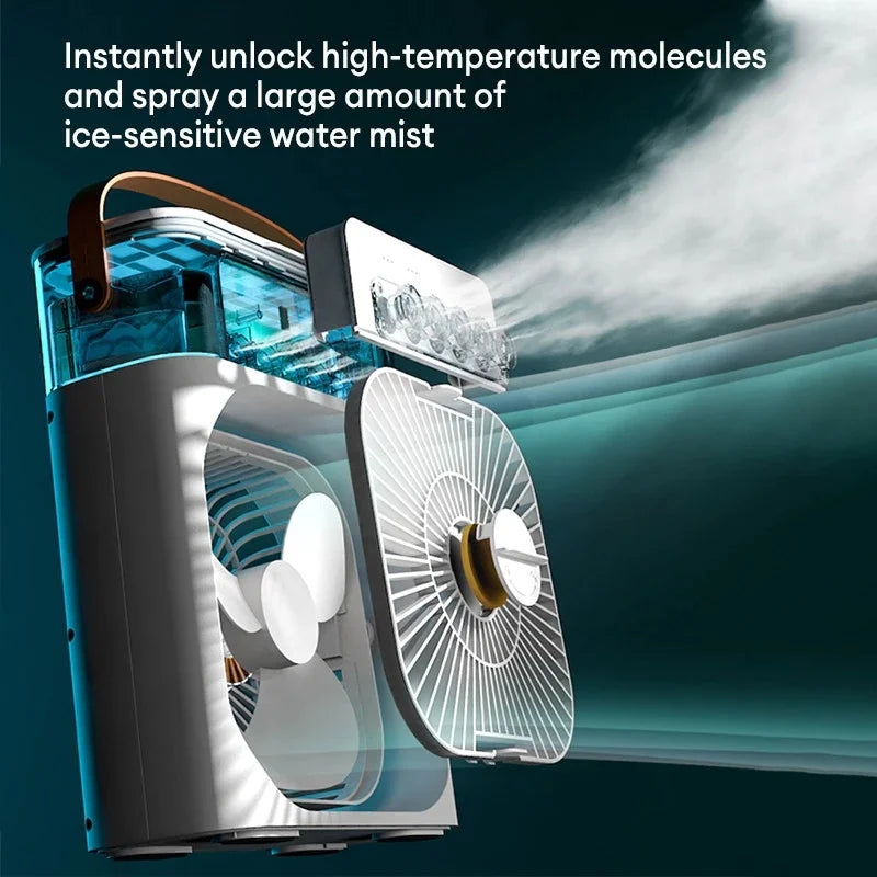 Mini Klimaanlage 3-in-1 – USB Sprühventilator mit LED & Luftbefeuchter