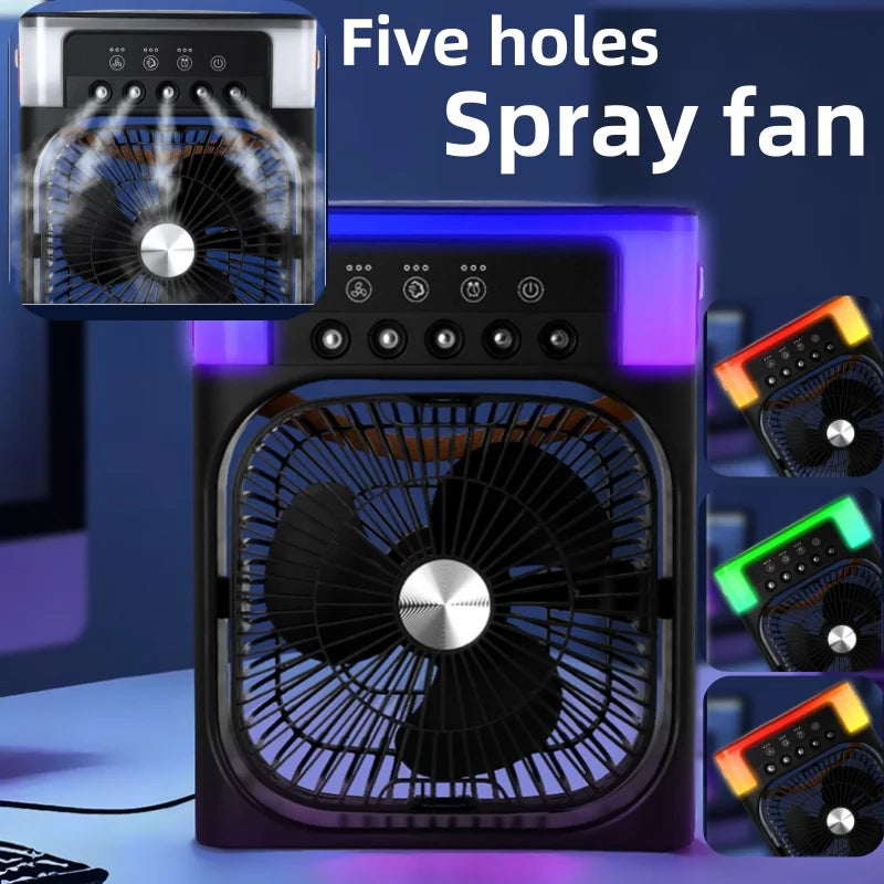 Mini Klimaanlage 3-in-1 – USB Sprühventilator mit LED & Luftbefeuchter