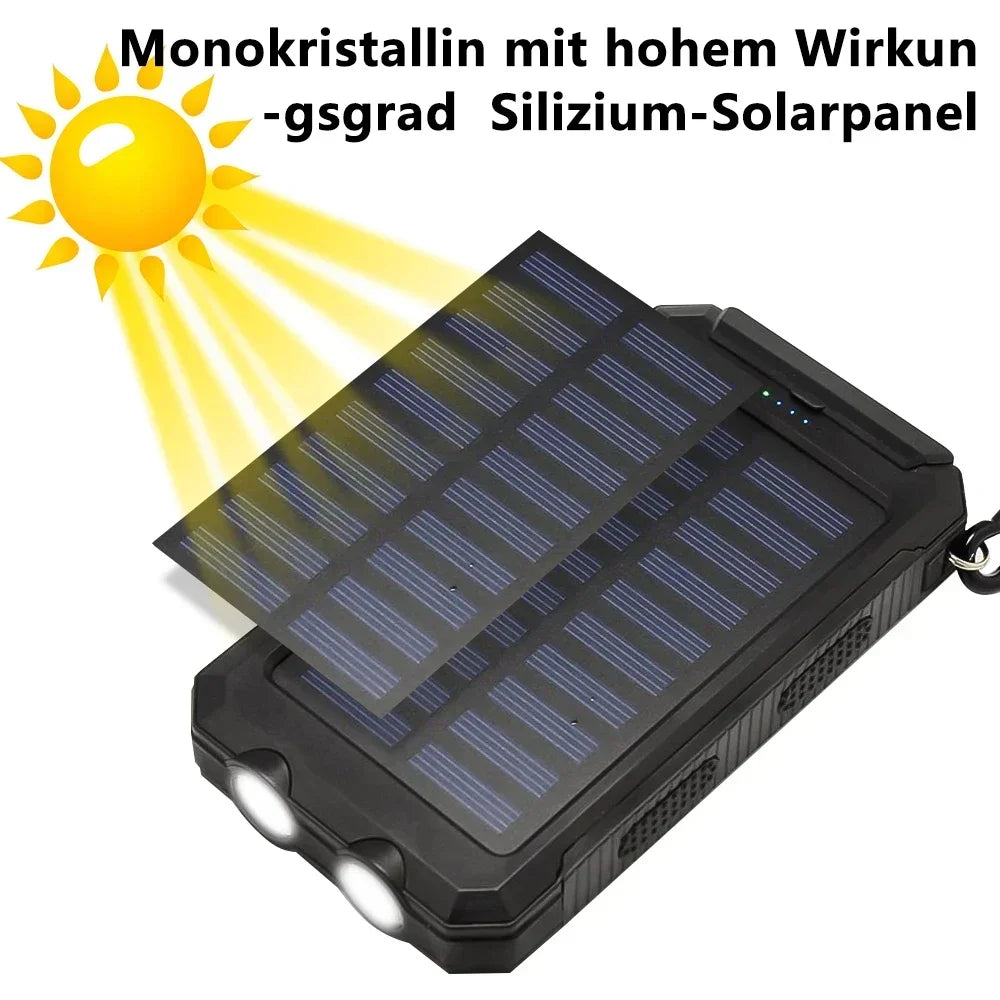 Solar-Powerbank 20.000 mAh – Outdoor mit LED-Taschenlampe
