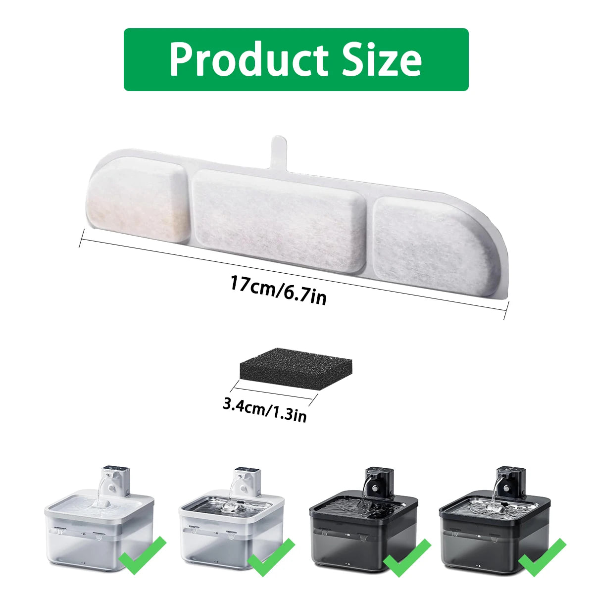 Ersatzfilter für Katzen- & Hunde-Trinkbrunnen – Aktivkohle & Baumwolle, 6 Stück