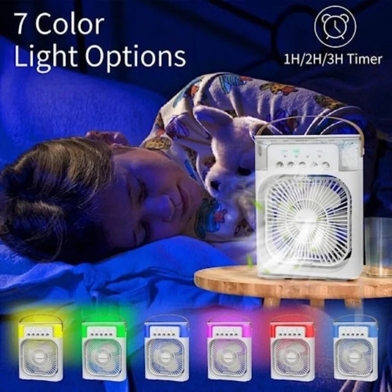 Mini Klimaanlage 3-in-1 – USB Sprühventilator mit LED & Luftbefeuchter
