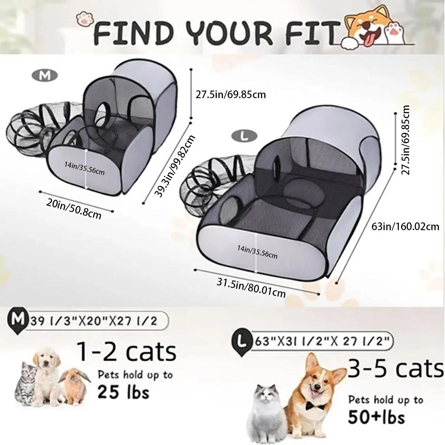 Faltbarer Katzenauslauf – Tragbares Haustierzelt