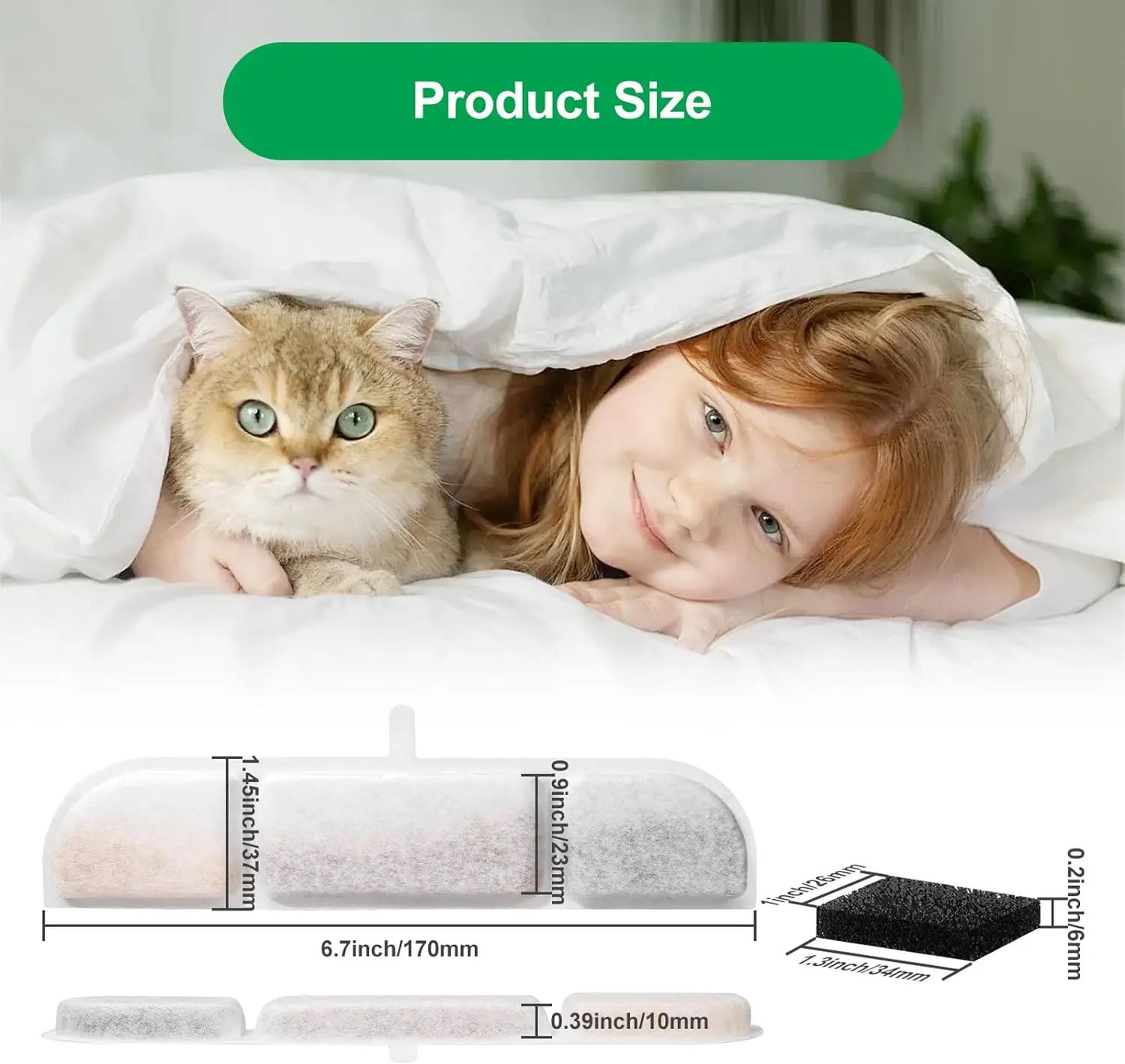 Ersatzfilter für Katzen- & Hunde-Trinkbrunnen – Aktivkohle & Baumwolle, 6 Stück