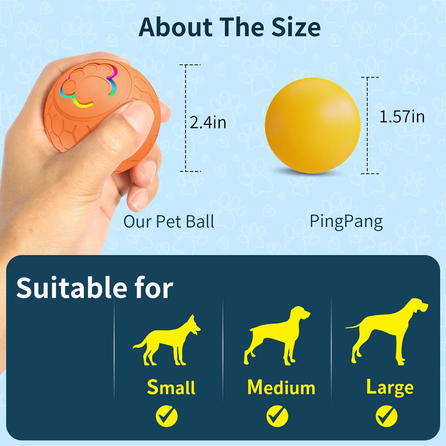 Elektronischer Haustier-Spielball – Interaktiver LED-Ball für Hunde & Katzen (USB, RGB, wasserfest)
