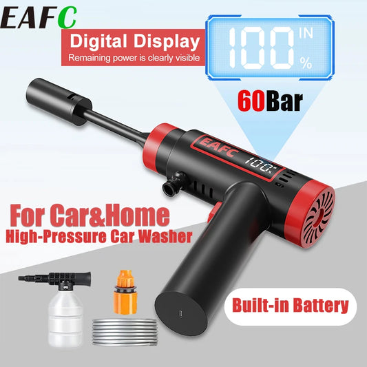Akku-Hochdruckreiniger 60 Bar – Kabellose Autowaschanlage mit Display
