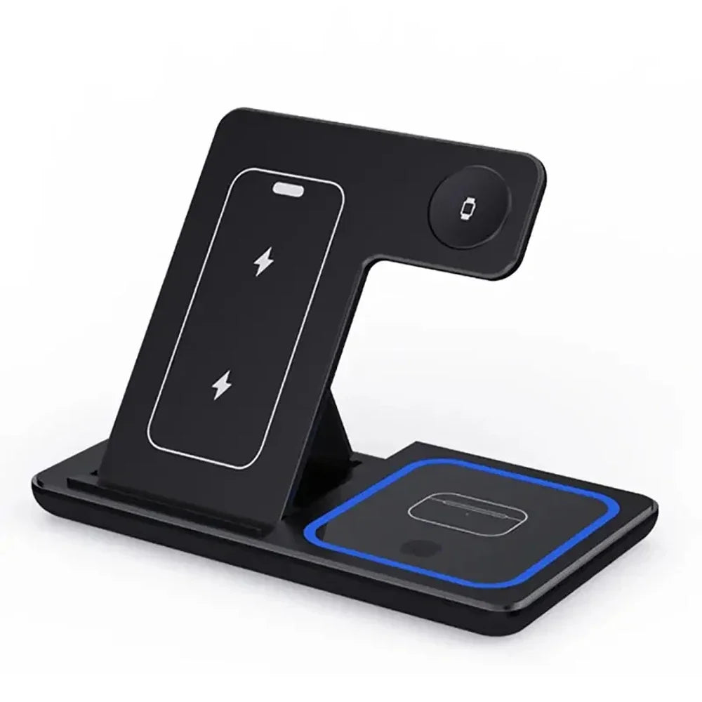 3-in-1 Wireless Ladestation – Kompaktes Dock für Smartphone, Watch & Earbuds | 15W