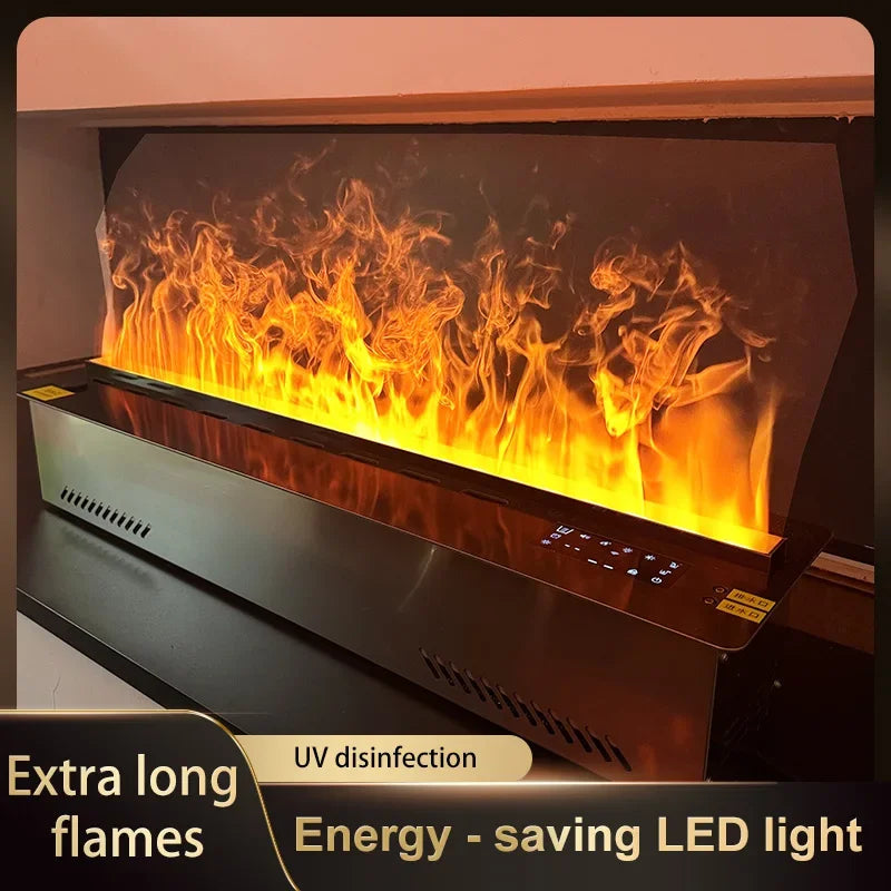 3D Elektrokamin mit Wasserdampf & Fernbedienung – realistischer LED-Flammeneffekt, Luftbefeuchter